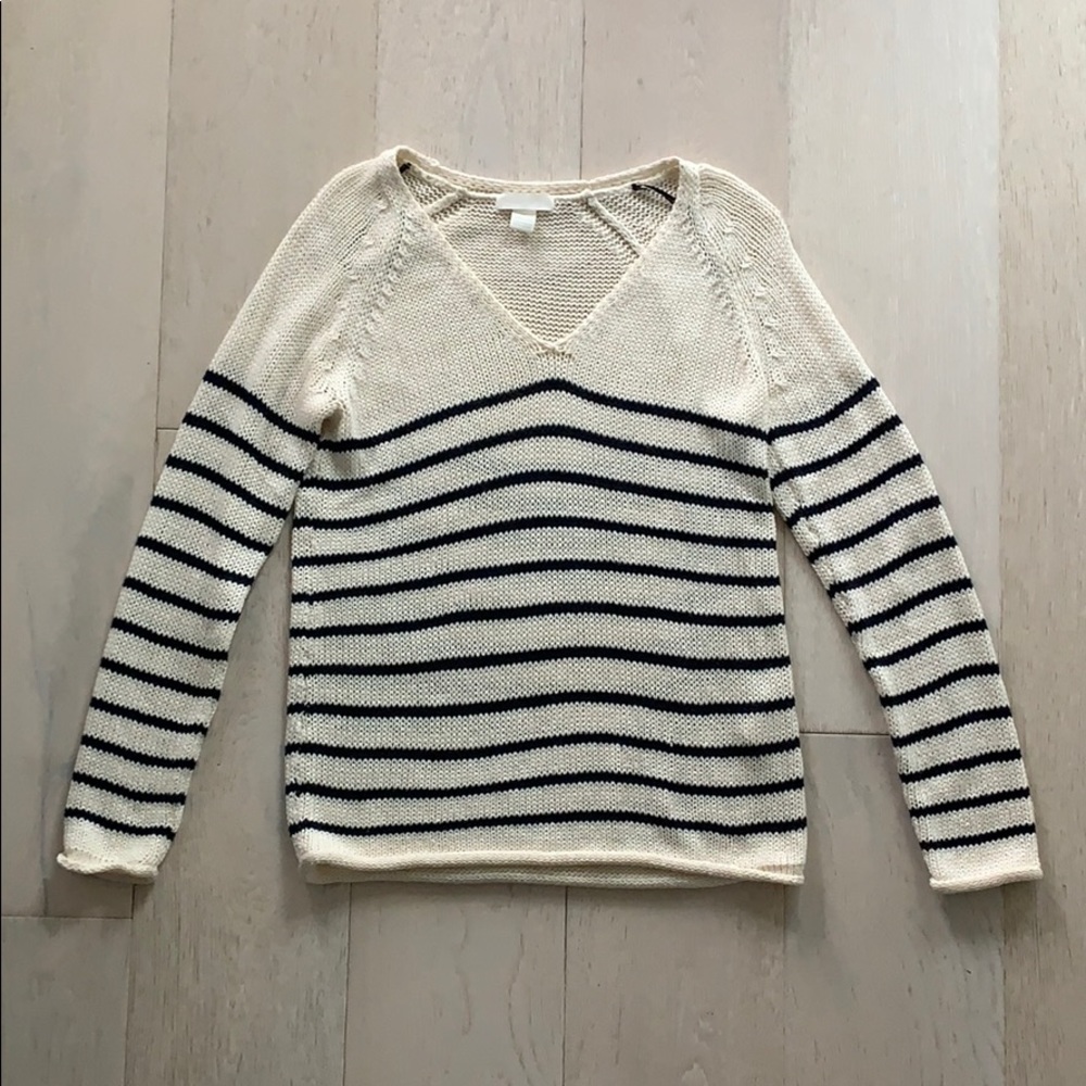 H&M Navy and cream striped knit sweater